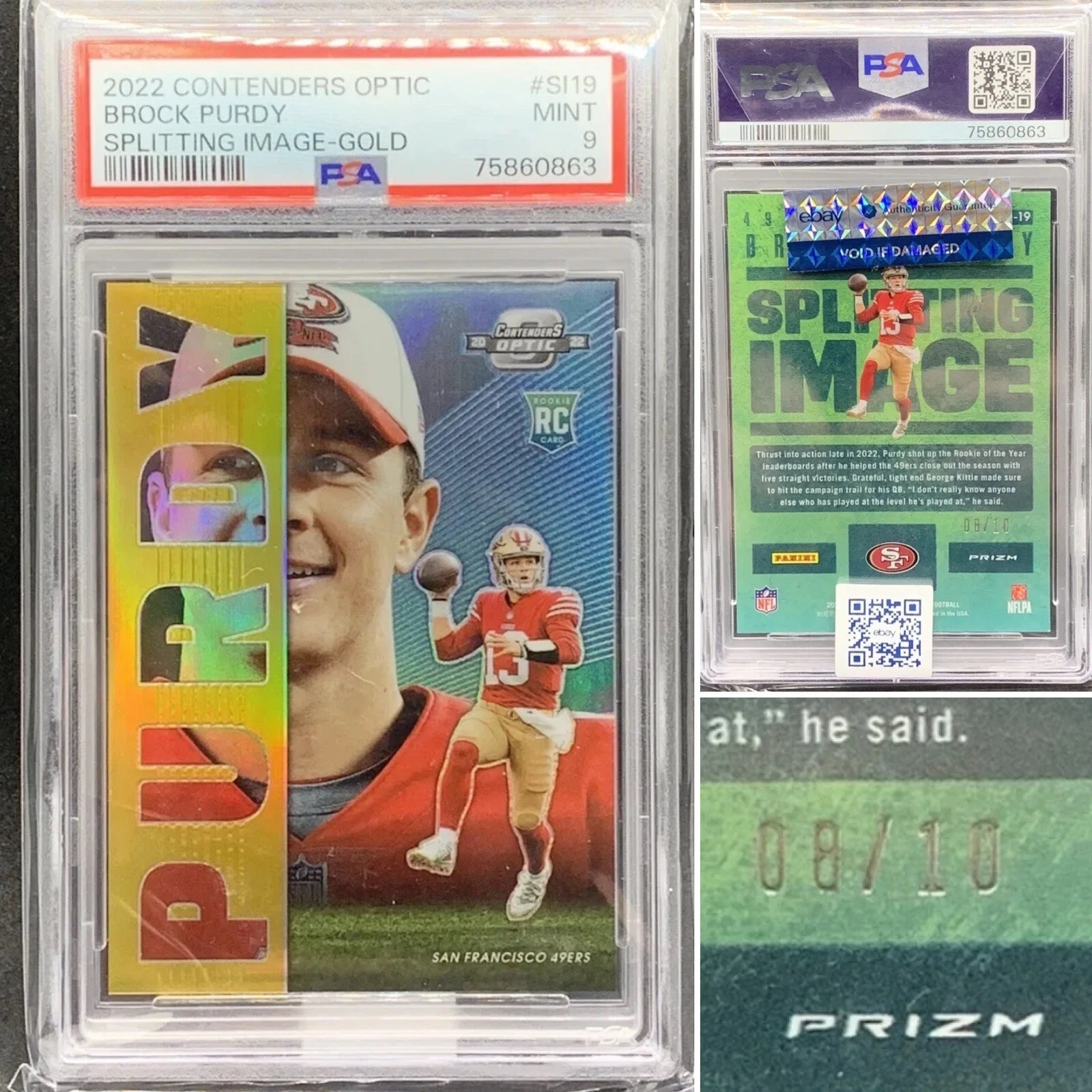 Brock Purdy Panini Contenders Optic Splitting Image #SI19 Gold