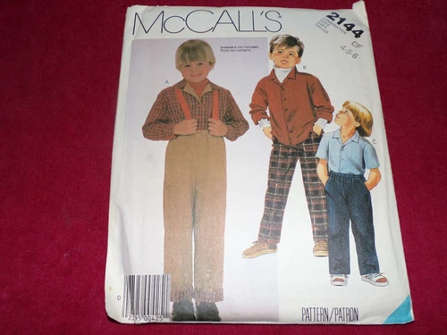 ? McCALL'S #2144 - BOYS PULL ON PANTS - CORDUROY - FLANNEL SHIRT PATTERN 4-6FF