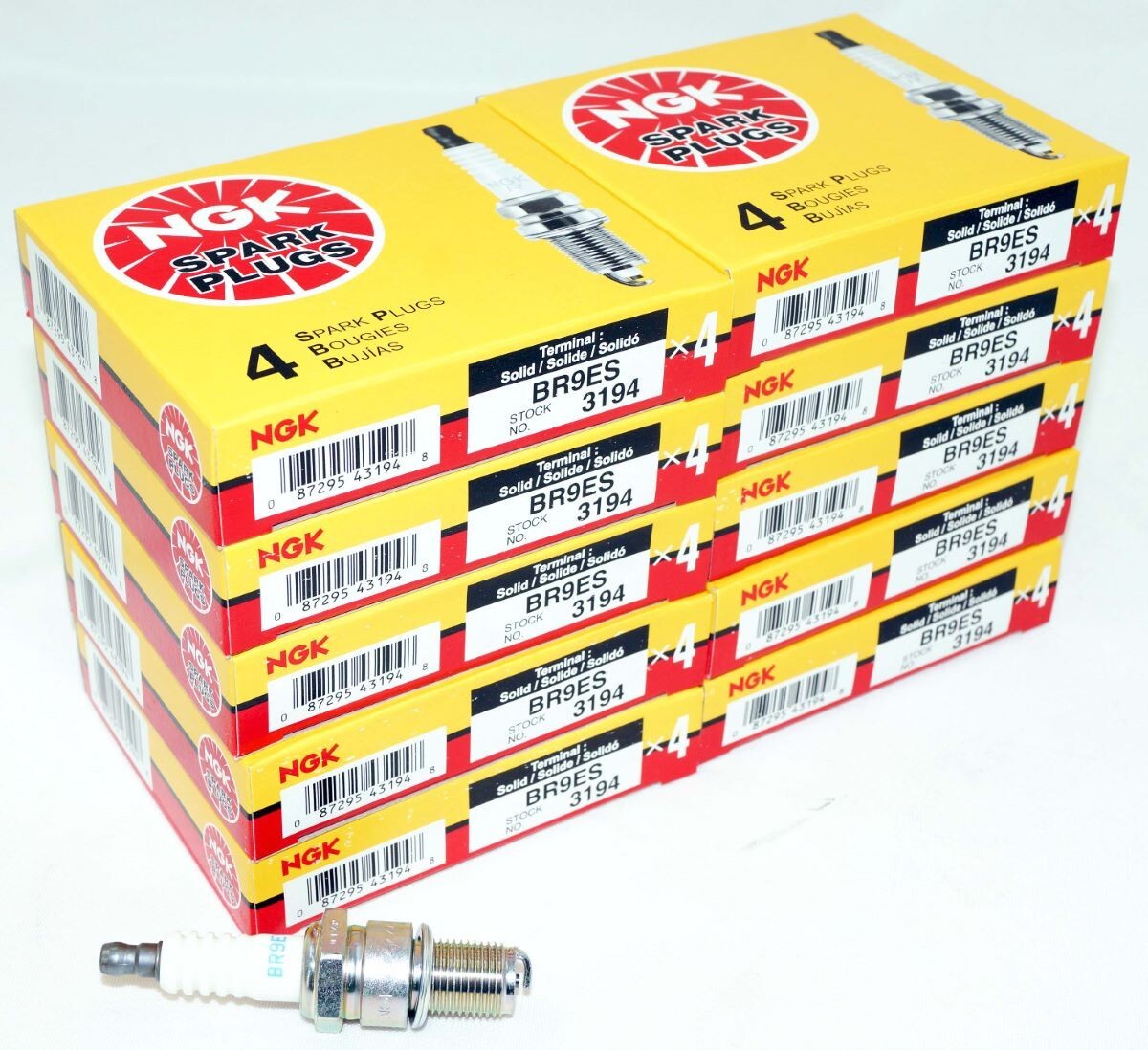 40 Spark Plug Pack of Genuine NGK 3194 Resistor Spark Plug BR9ES Solid Tip