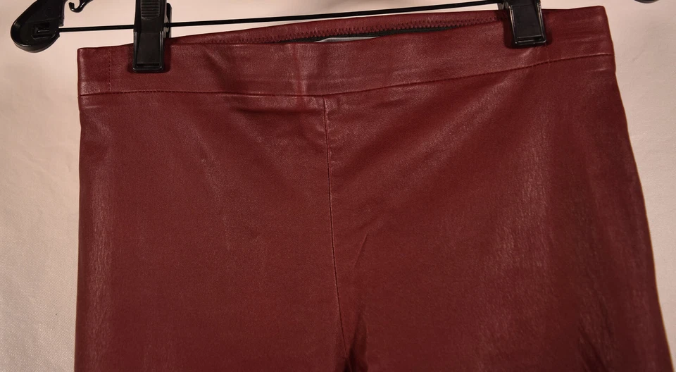 Vince Mujer Cuero Piel de Cordero Gamuza Legging Ajustado Tobillo Cremallera Rojo S Nuevo Foto 3 de 4