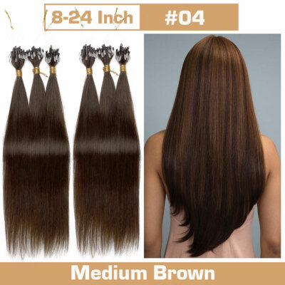 1G Thick Micro Loop Ring Beads I Tip Real Human Hair Extensions Full Head Ombre