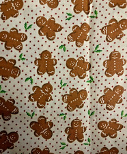 Christmas Holiday Small Gingerbread Men Holly and Red Dot Toss on White BTFQ