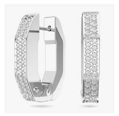 NEU UND VERPACKT Swarovski Dextera Creolen Ohrringe Achteckform, klein weiß, Rhodium 139 £ 