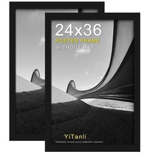 24x36 Poster Frame 2 Pack, Black Poster Frames 24 x 36 inches for Pictures an...