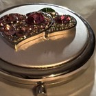 Silver Compact Dual-Sided Makeup Mirror with Jeweled Heart Design, Portable — photo 3