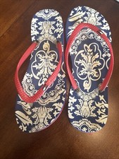 TOMMY Hilfiger twehan rosso bianco e blu infradito perizoma taglia L 9-10