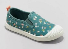 Toddler Kaleigh Floral Print Slip-On Sneakers Teal Green - Cat Jack - SIZE 7