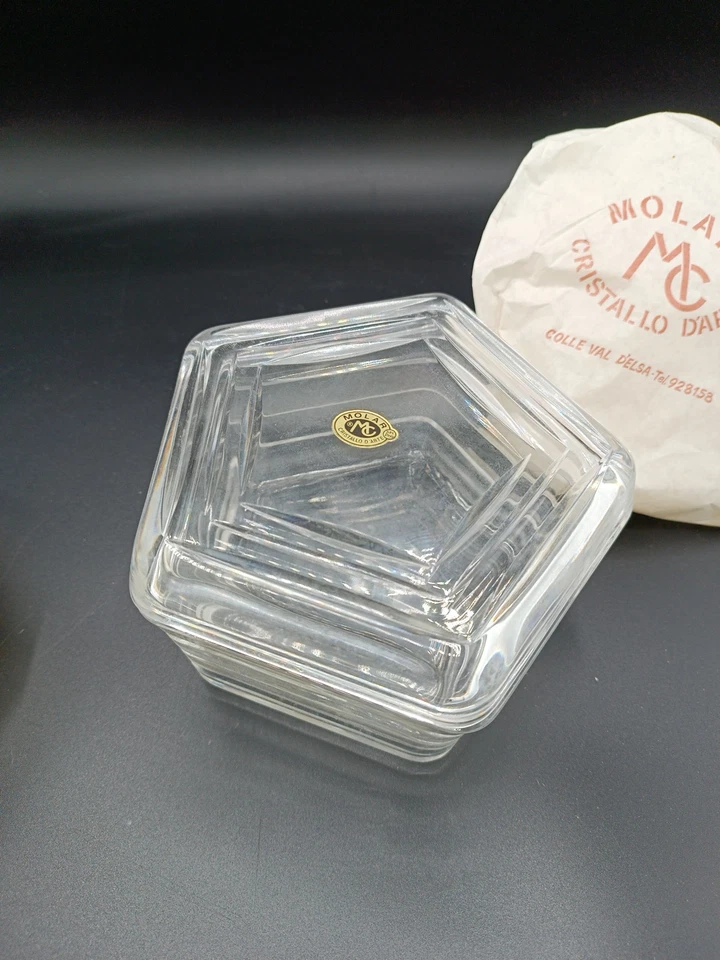 Scatola In Cristallo Con Coperchio Cristalleria Molar MC Colle Val d'Elsa 14x7cm - Immagine 4 di 4