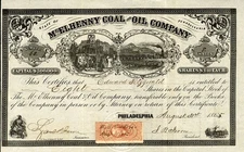 1865 McElhenny Coal & Oil Stock Certificate