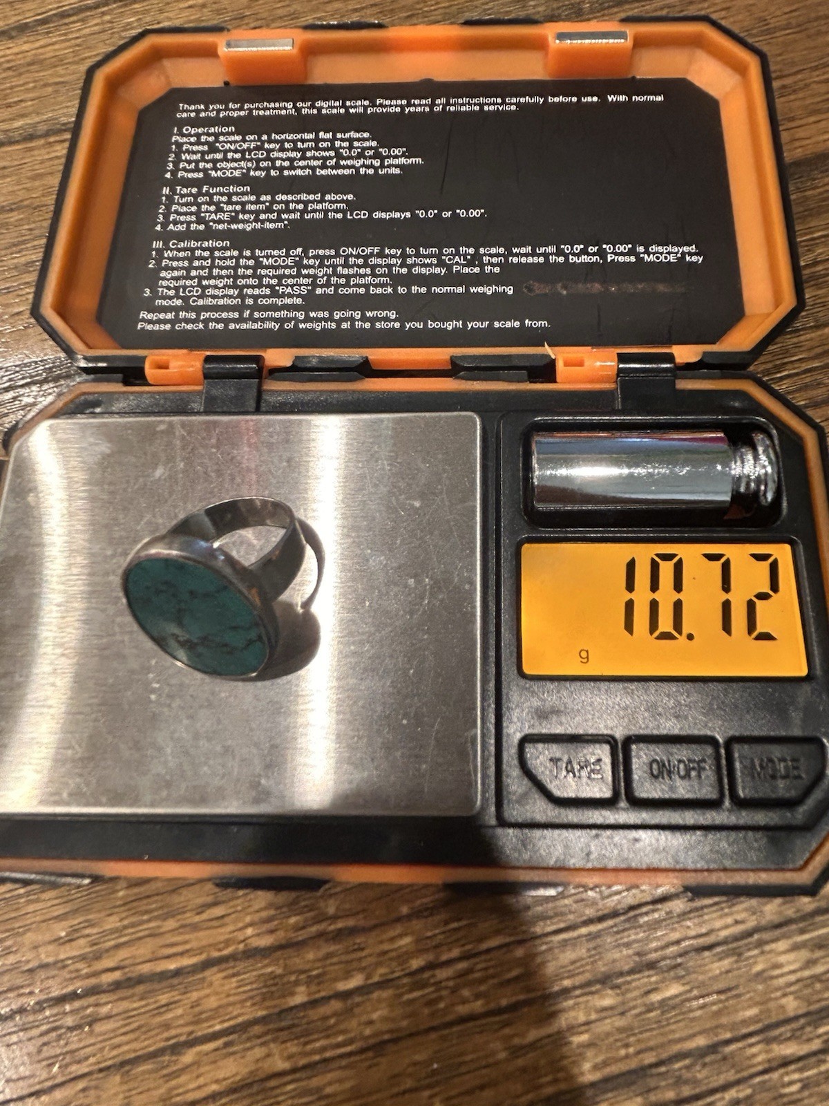 Large Sterling Silver Flat Turquoise Ring - image 12