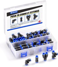 Pneumatic Fittings Kit 1/4 Inch Push to Connect 40 pcs Air Fittings Tubing Co...