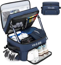 Golf Trunk Organizer, 3 Layer Golf Accessories for Men, 2 Pair Shoes Separate