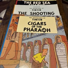 Tintin Lot of 3 Paperback Books – Shooting Star, Red Sea Sharks & Cigars Of Phar