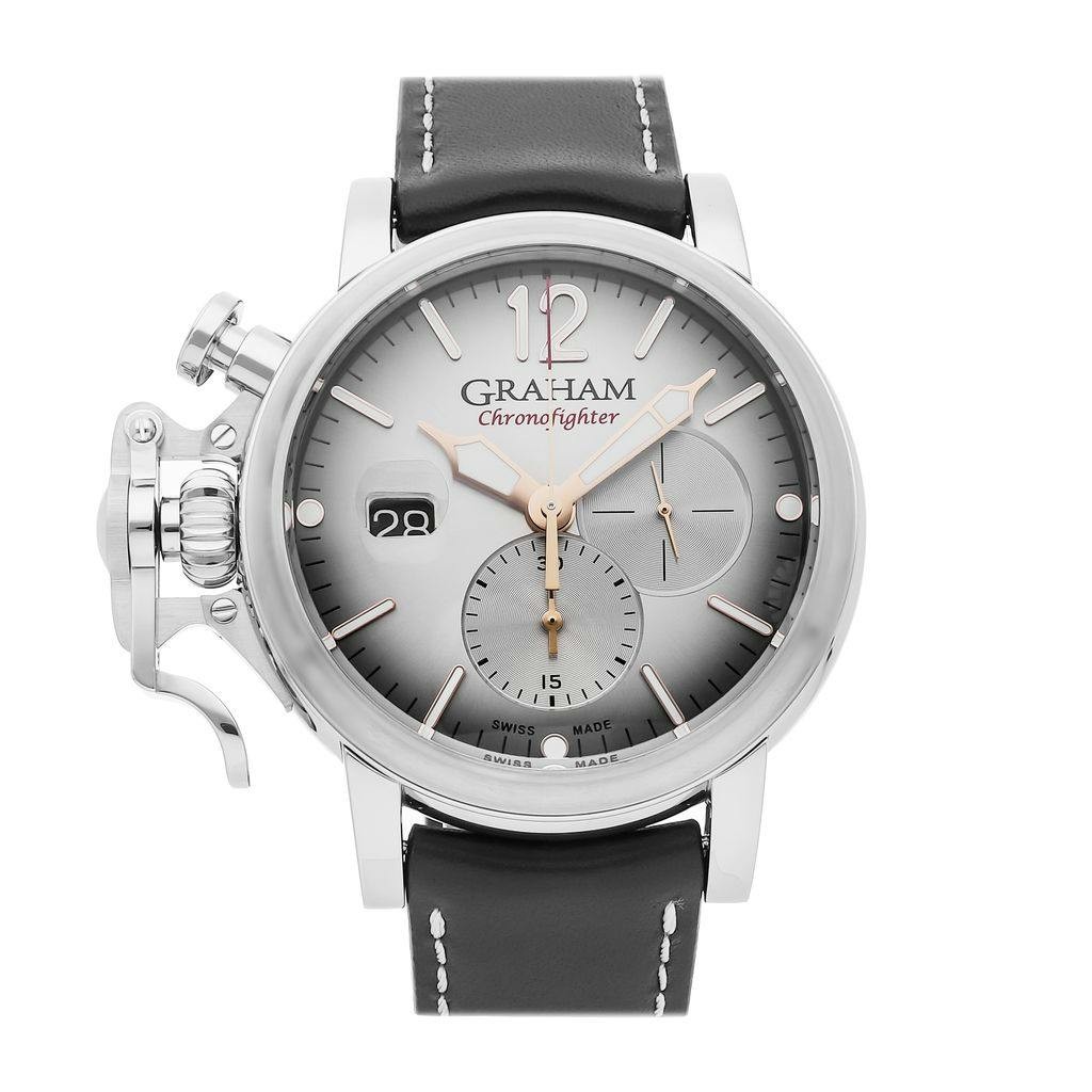 Graham Chronofighter Vintage Left Hand Auto Steel Mens 47 Watch 2CVDS.S02A.L127B