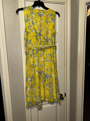 Jessica Howard NWT $108 Yellow Floral Chiffon Split-Sleeve Dress Women's Size 14 - Picture 16 of 16