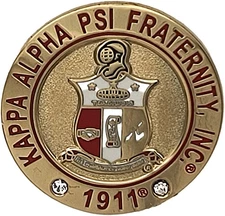 Kappa Alpha Psi Fraternity Inc. Rhinestone Round Lapel Pin [Gold - 1.125"]