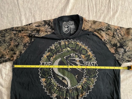 Affliction 3/4 Sleeve Men 3XL Black Camo Freedom Defender Snake Raglan Distress - Picture 9 of 10