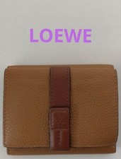 Loewe Anagram Tri-Fold Wallet Brown Leather A Grade 3 Card Slots Accessories