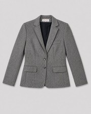 Evan-Picone Gray Herringbone Blazer Tweed Wool Look Classic Tailored Jacket