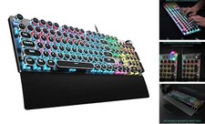 F2088 Typewriter Style Mechanical Gaming Keyboard Black  Clicky Blue Switches