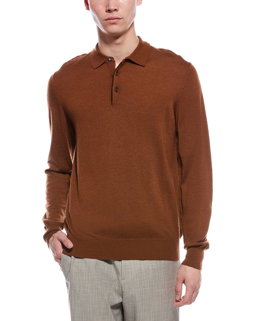 Bruno Magli Wool Polo Sweater Mens Brown L 15490₽