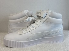 Puma Carina Mid Lace Up Womens White Sneakers Casual Shoes 37323301 Size 7