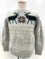 Vintage Polo by Ralph Lauren Grey 90s Chunky Wool Handknit Sweater Men's Sz M
