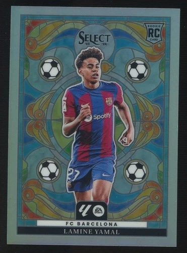 2023-24 Panini Select La Liga Soccer Stained Glass Lamine Yamal RC Rookie SSP