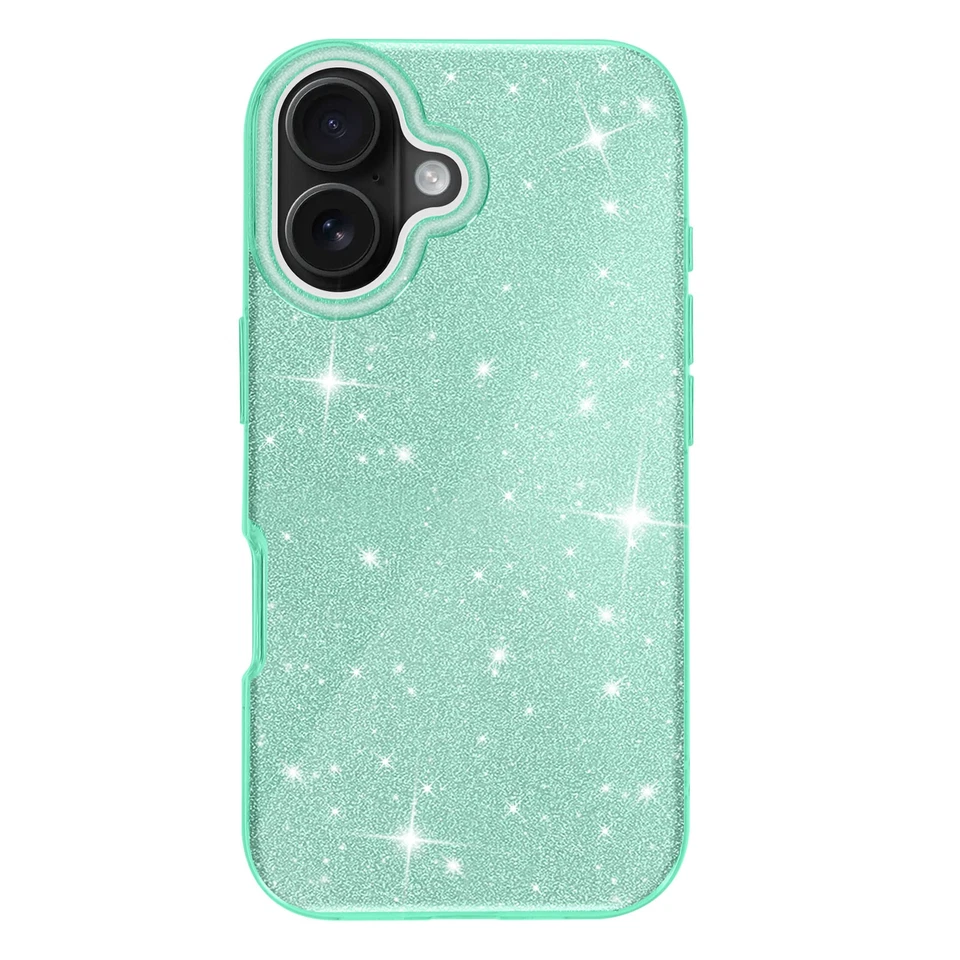 Avizar Coque à Paillettes pour iPhone 16 Plus Antichoc Scintillant Vert - Photo 2/4