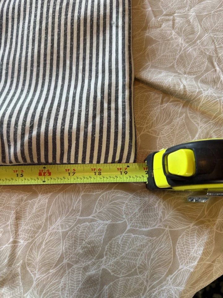 Set of 2 18” X 18” Throw Pillow Covers Ticking Striped Faux Brown Leather - Image 4 of 4