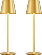 Cordless Table Lamp Rechargeable Gold - KK 2 Pack 5000mAH Battery Operated Lamp