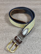 Vineyard Vines Men Belt 26 Navy Fish School Made In USA Brass Buckle Golf