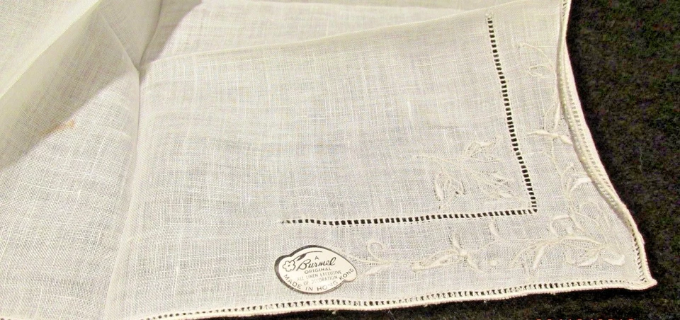 Vintage Semi Sheer Burmel White Handkerchief New 12 x 12 - Image 2 of 2