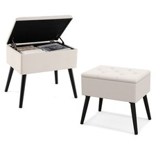 Storage Ottoman Chair Stool 3-in-1 Flip Top Velvet Footstool