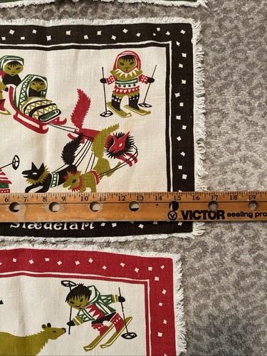 Scandinavian Vintage Folk Art People Placemats Rare C1 - Picture 6 of 10