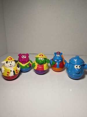 Hasbro Playskool Weebles Wobble Lot of 5 Figures Dog Hippo Pig Hydrant 2004