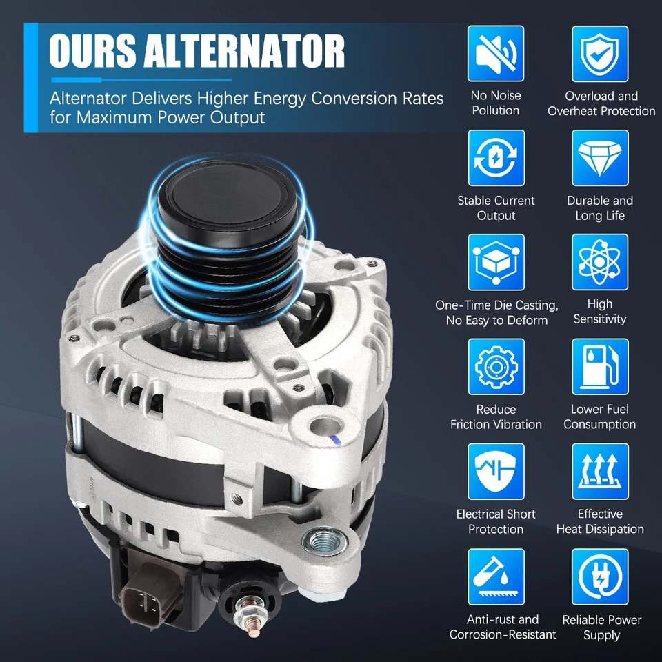 Alternator For 2008-2013 Toyota Highlander 2009-2012 Venza 2005-2015 Avalon 3.5L Foto 3 de 4