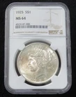 1925 Peace Dollar * NGC Graded MS64 *
