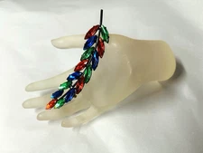 Vintage Brooch in Red, Green, Blue Colors, 4 1/4" long Perfect for the holidays