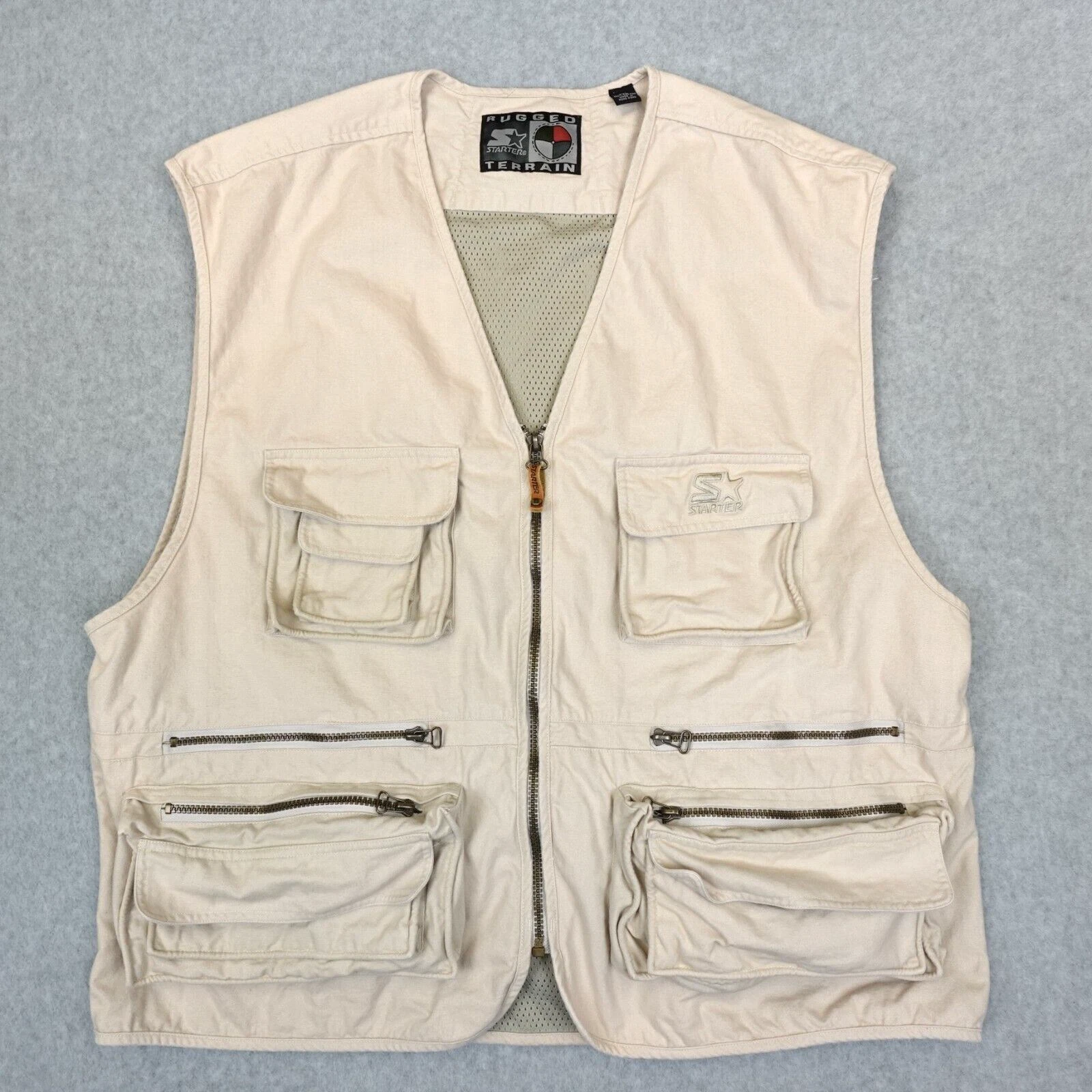 Vintage Starter Rugged Terrain Vest Men's 2XL Beige Outdoor Hunting Fishing