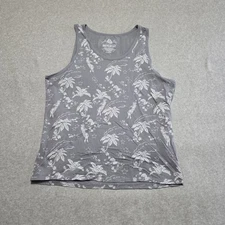 American Rag Cie Tank Top Womens XL Grey Aloha Hawaiian Relaxed Fit Sleeveless 