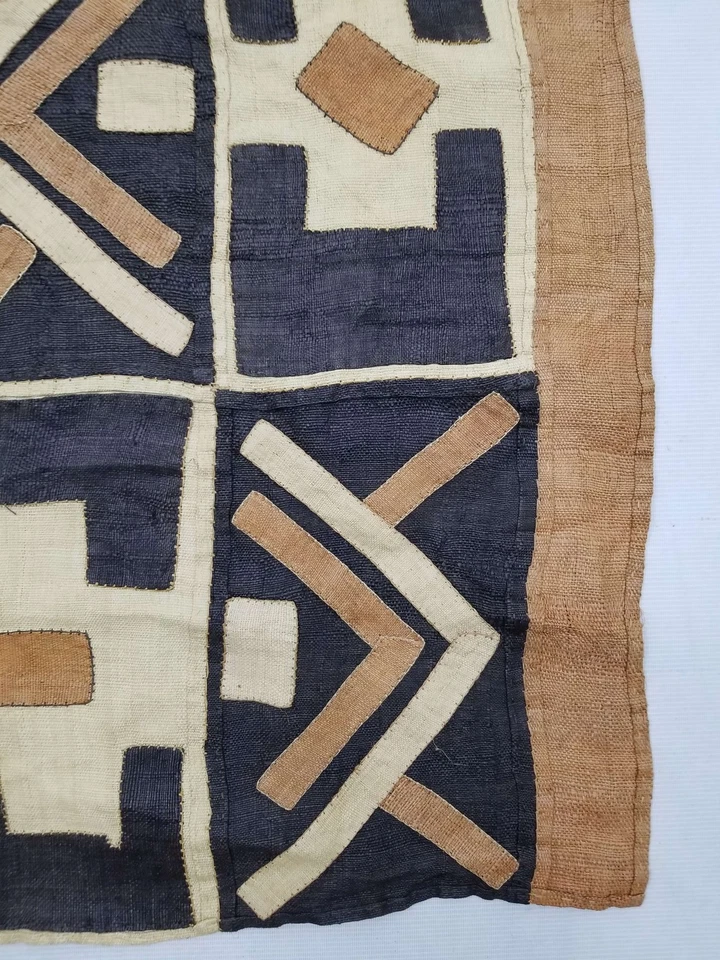 Antique Tribal Traditional African Kuba Cloth Raffia Textile Embroidered - Image 2 of 4
