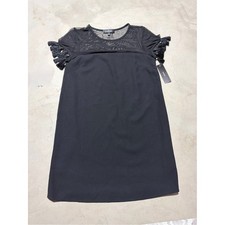 Lulu's Black Mesh Tassel Sleeve Shift Dress little black dress NWT small