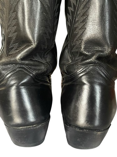 J Chisholm Mens Sz 12D Black Embroidered Cowboy Western Leather Boots - Picture 3 of 12