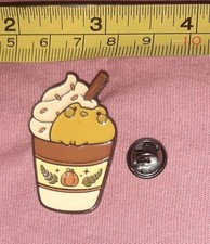 CUTE Frog Latte Autumn Fall Coffee Drink Enamel Jacket Lapel Pin Froggy