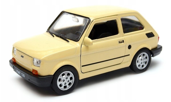 Welly Fiat 126 Cremegelb MaßStab 1:34 1:39 4,5 Zoll Diecast Auto In Box-image