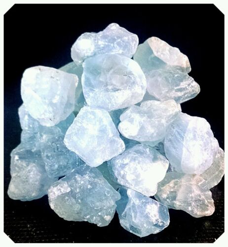 1/4 lb Blue Celestite Crystal Points & Pieces Lightly Tumbled Gem Rock Specimens - Afbeelding 1 van 2