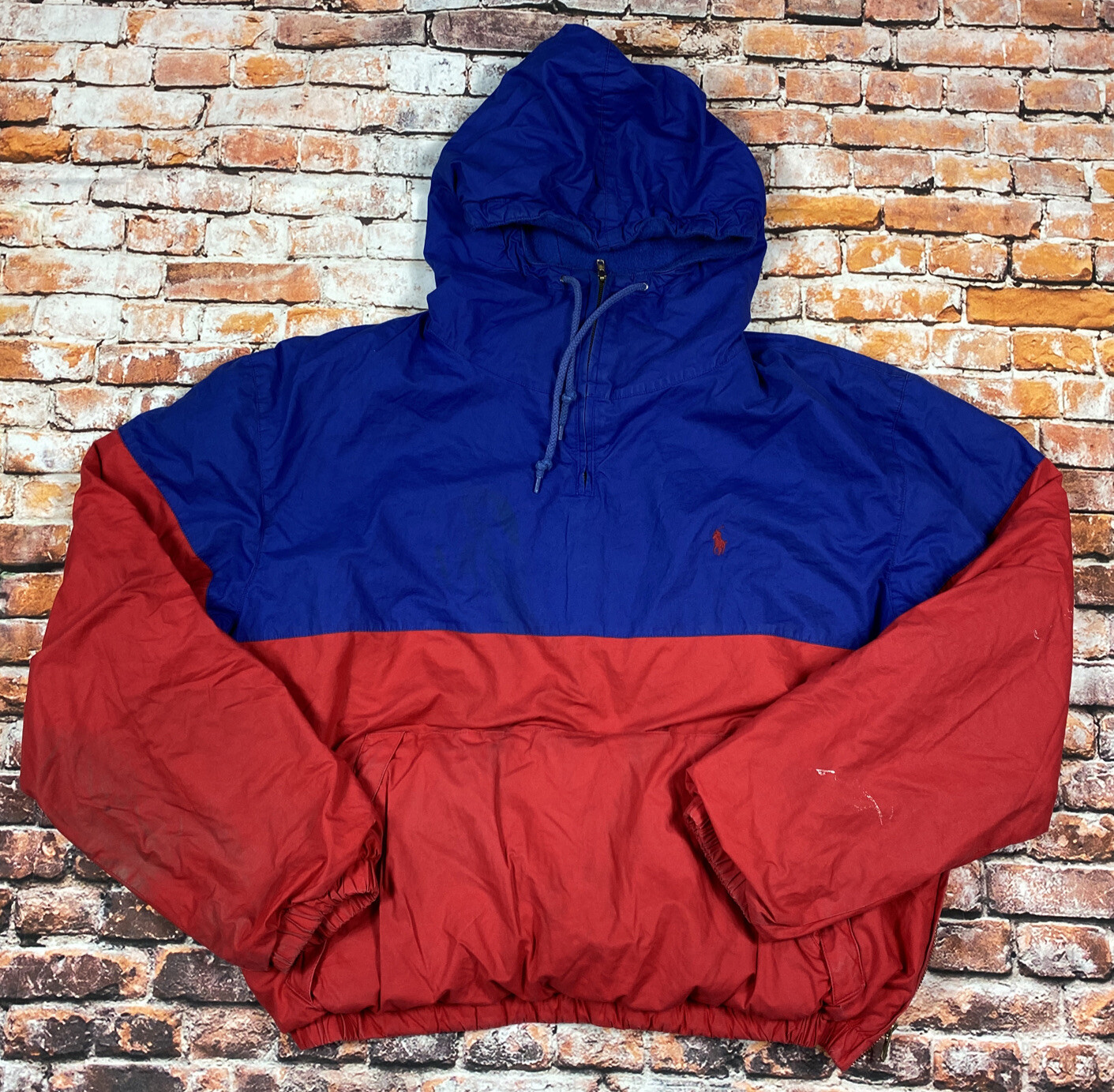 Zip Pullover Jacket Blue Red Mens 