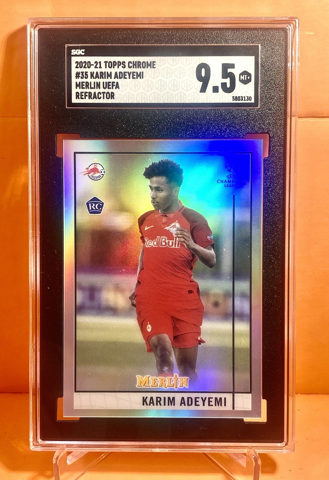 2020 Topps Chrome Merlin UCL Karim Adeyemi Refractor Rookie RC #35 SGC 9.5 MINT