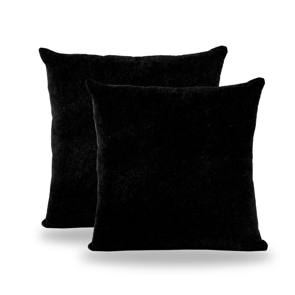 2pc Black Velvet Pillow Covers 18x18” | Square Cushion Covers for Couch or Bed
